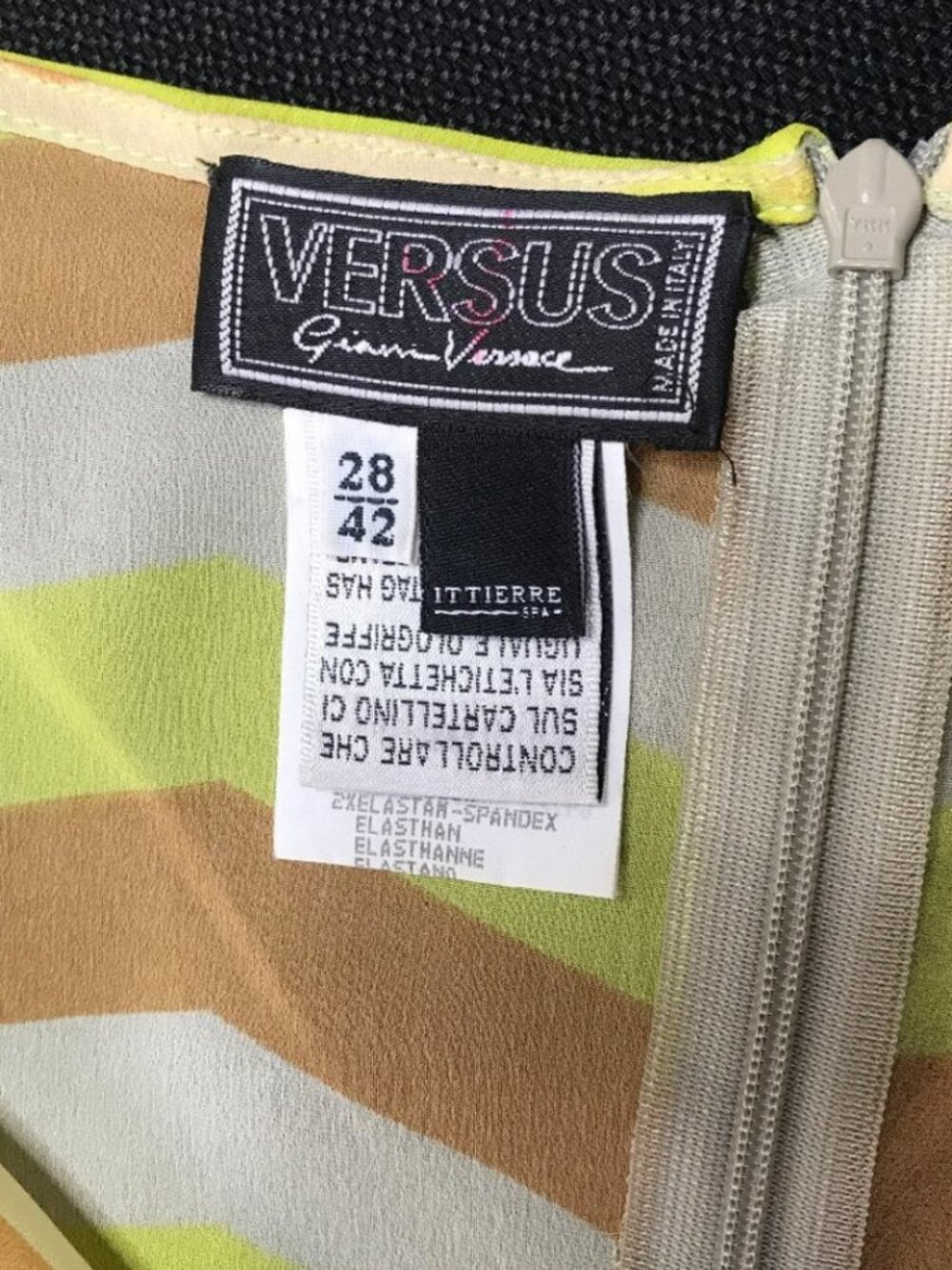 NNOT Auth Versus by Versace vintage Stretchy Silk Chevron mini Summer dress - Picture 2 of 15